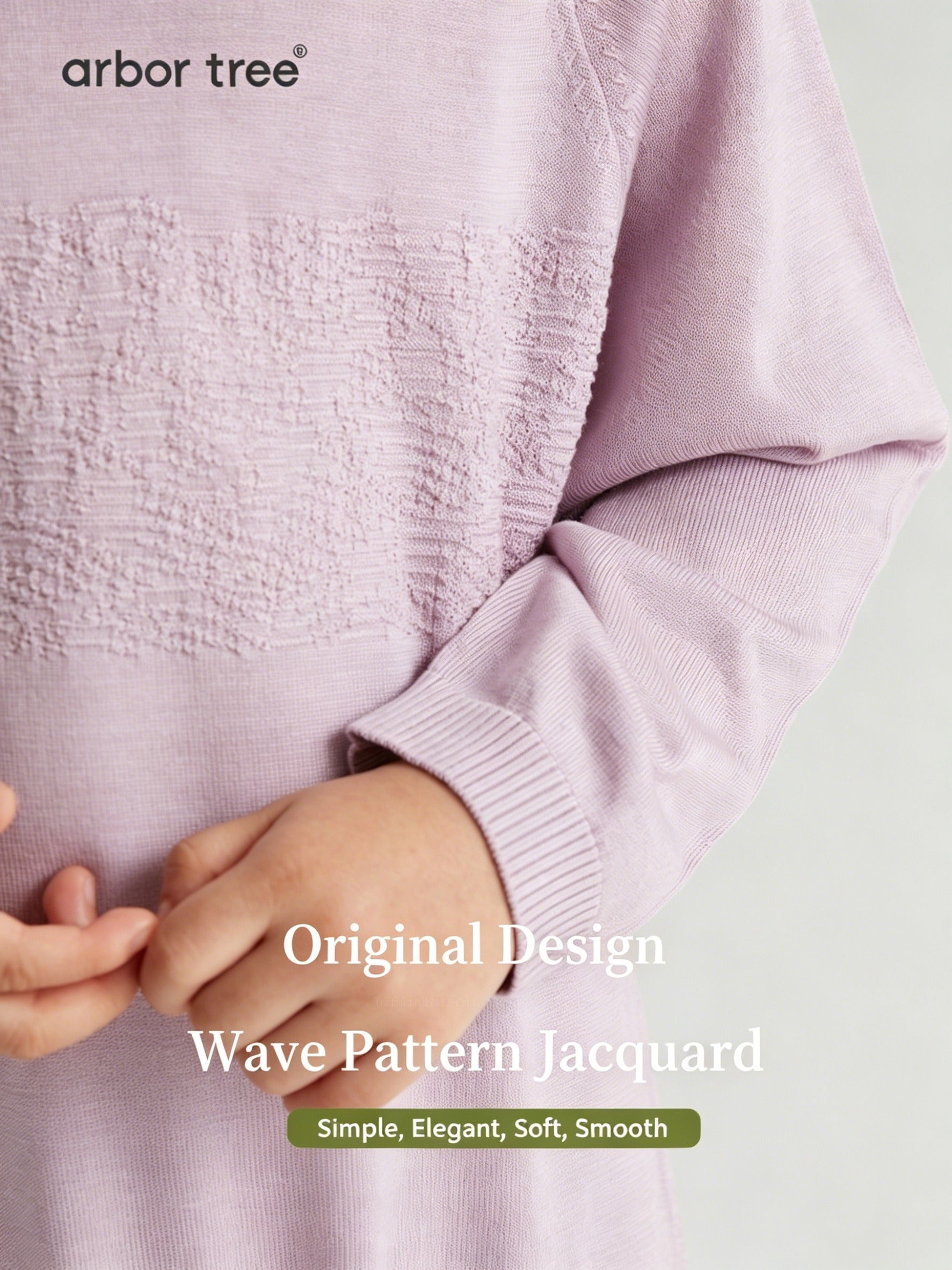 Unisex baby romper by ArborTree made of 100% mulberry silk with a wavy pattern, long sleeves, soft and gentle on skin.