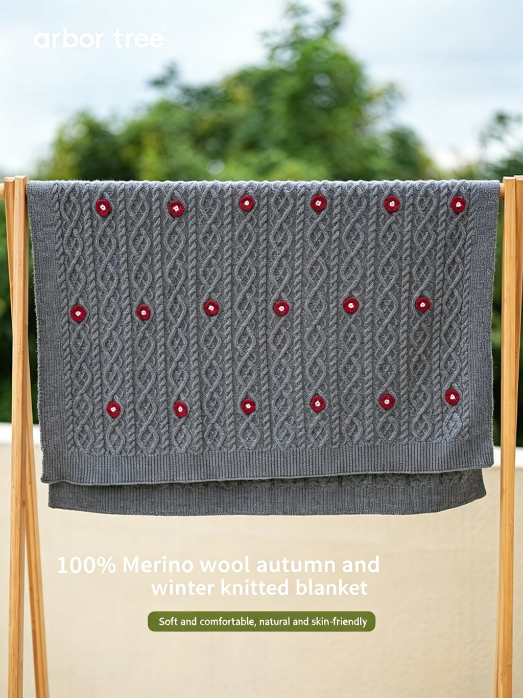 ArborTree 100% Merino Wool baby blanket, thick and warm, heavy-duty infant blanket made from natural wool for cozy comfort.