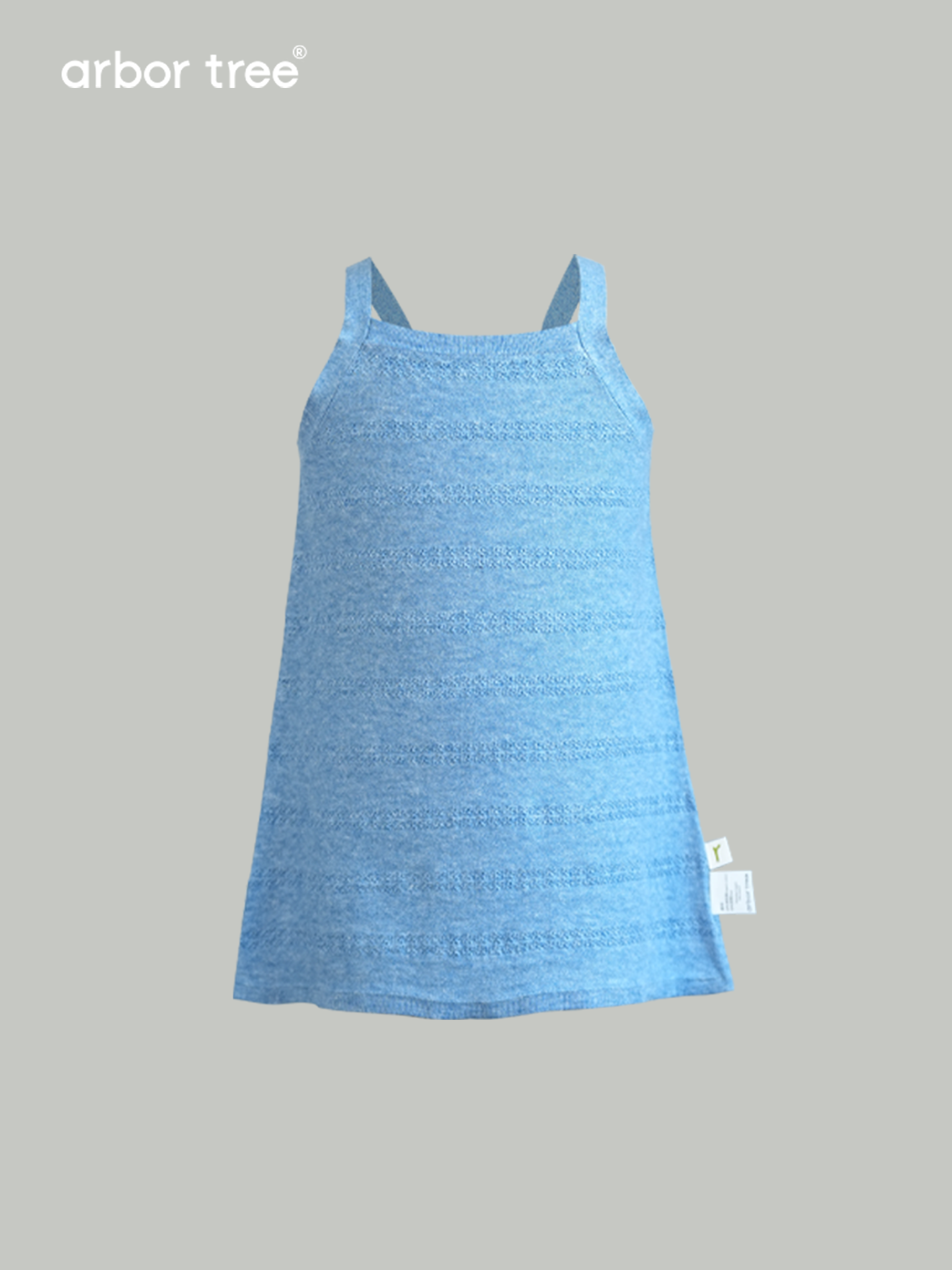 ArborTree baby girl summer tank dress made from 60% organic cotton and 40% linen, lightweight and breathable for warm weather.