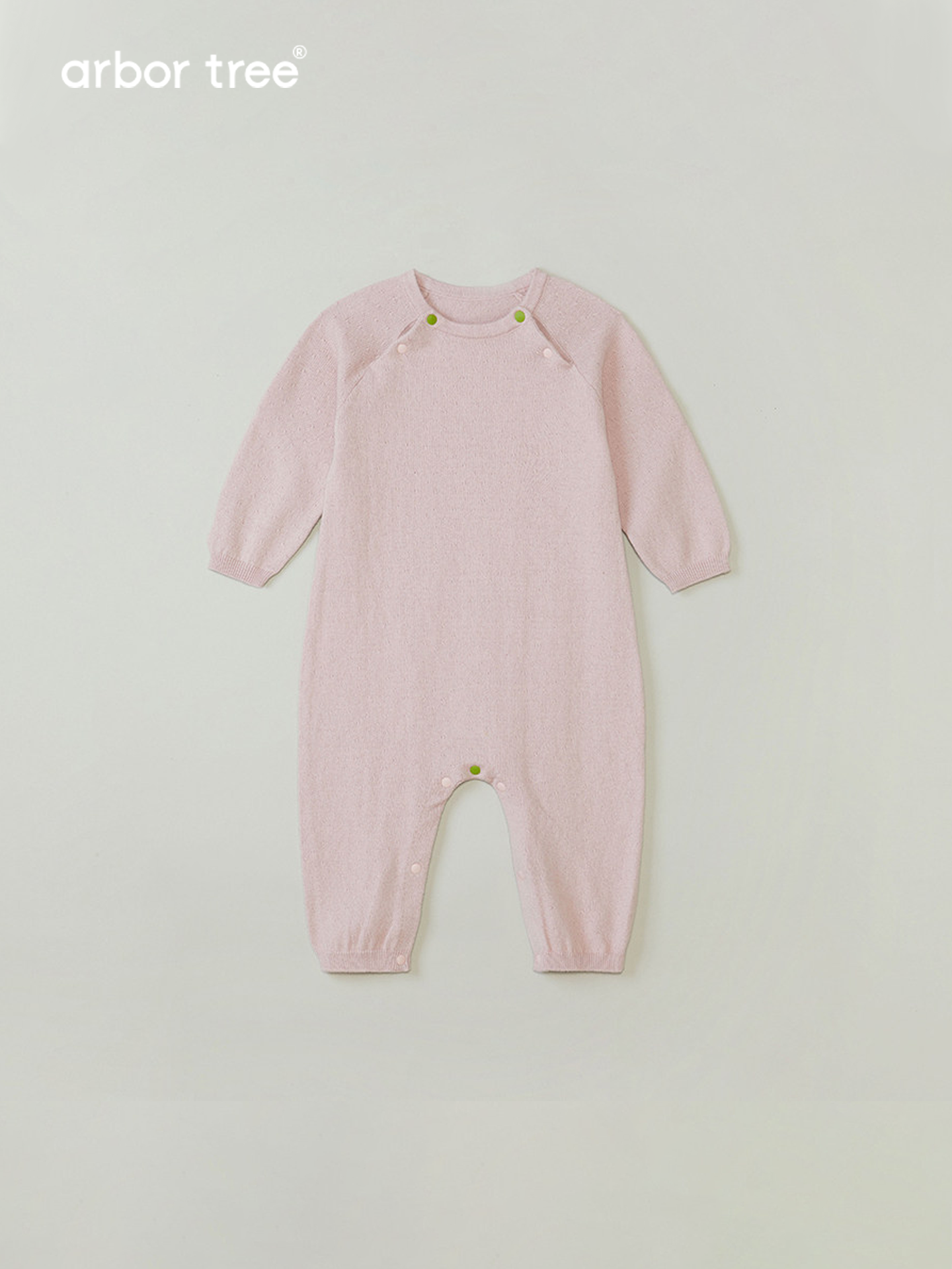 Organic cotton and cashmere infant romper by Arbortree, lightweight and crawling-friendly, soft knit for babies and toddlers.