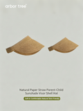 ArborTree Natural Papyrus Sun-Protective Open-Top Shell Hat—Parent-Child Set (Brim contains some spandex)
