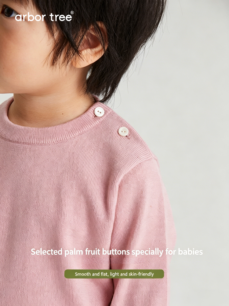 Soft cashmere and wool shoulder-opening pullover sweater for kids, warm and cozy for autumn and winter, by ArborTree.