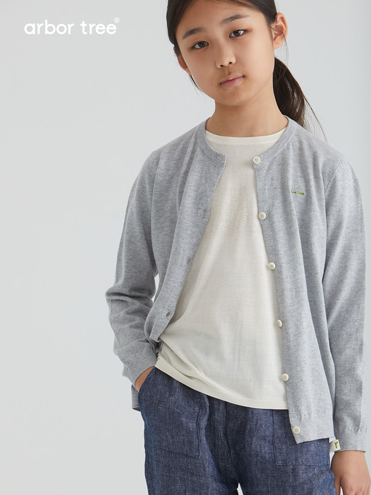 Organic cotton linen parent-child spring cardigan by arbortree, soft, skin-friendly, with a lightweight knit design for spring and summer.