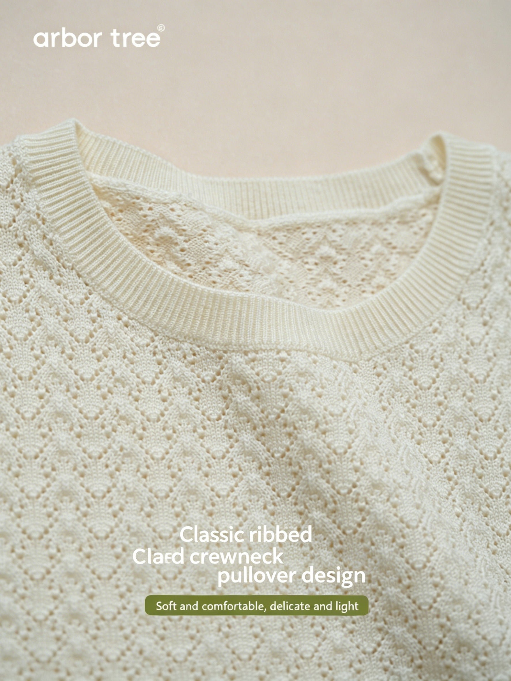 Child and parent wearing matching fine Merino wool knit tops in Whisper pattern, long-sleeve, from ArborTree's spring/fall collection