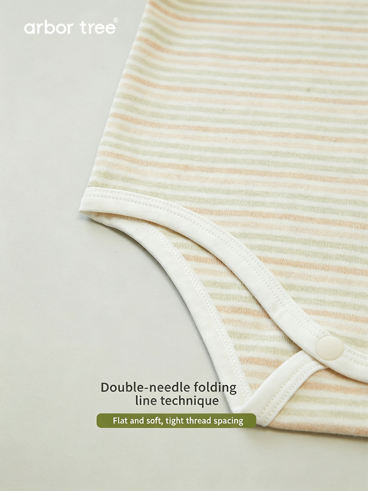 ArborTree 100% natural coloured cotton baby crawling suit with triangle design, soft and comfortable for infants.