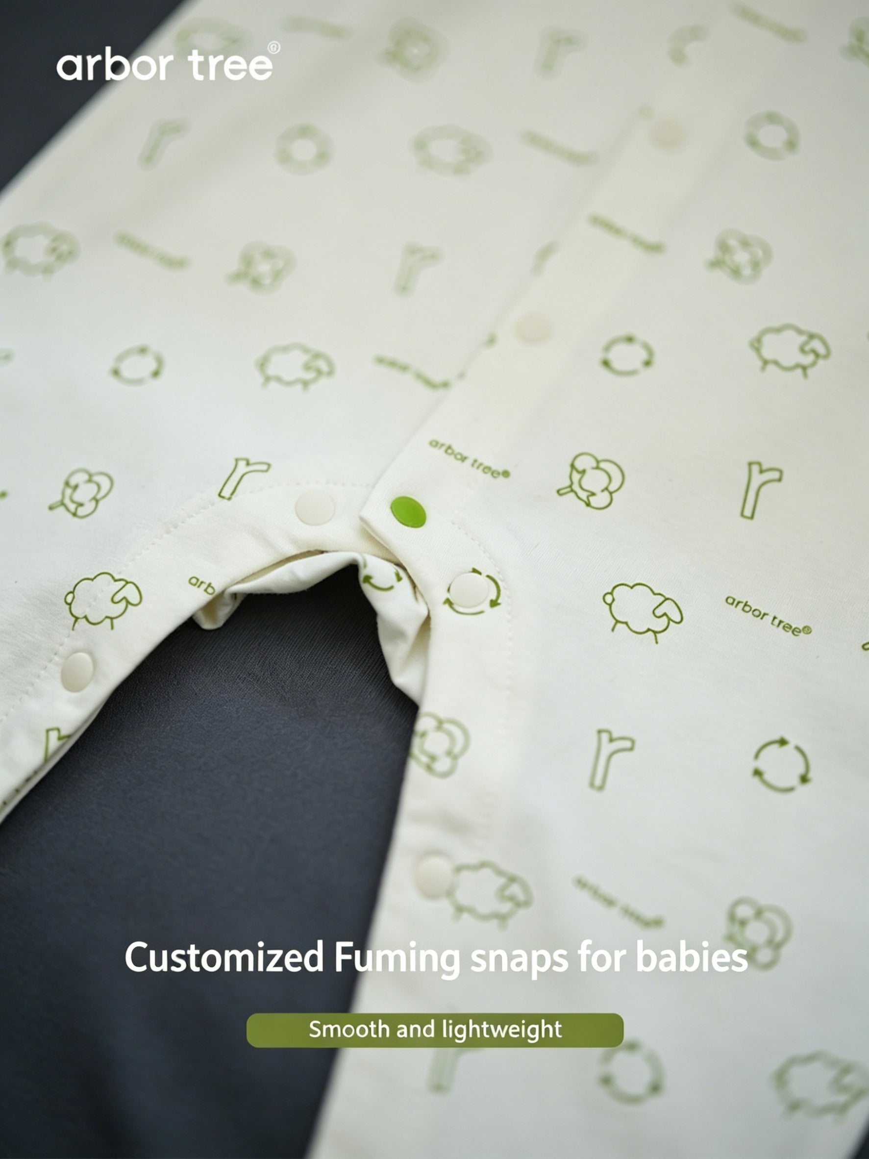 ArborTree Eco-Friendly Print 100% Natural Organic Cotton Spring/Fall Unisex Baby Front-Opening Romper (Grade A)