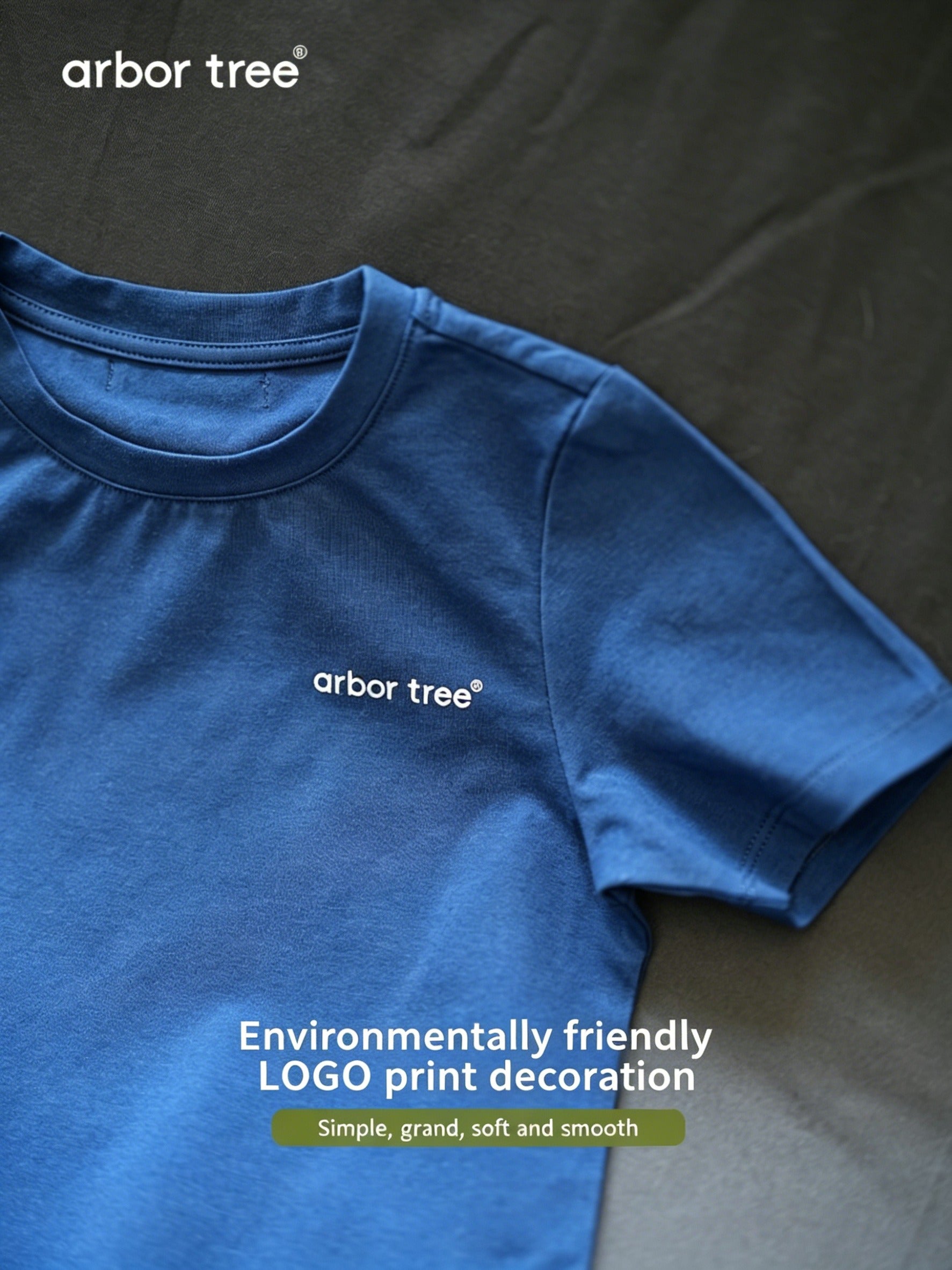 Lightweight, breathable 100% Xinjiang organic cotton parent-child summer tees by arbortree, shown in a casual outdoor setting