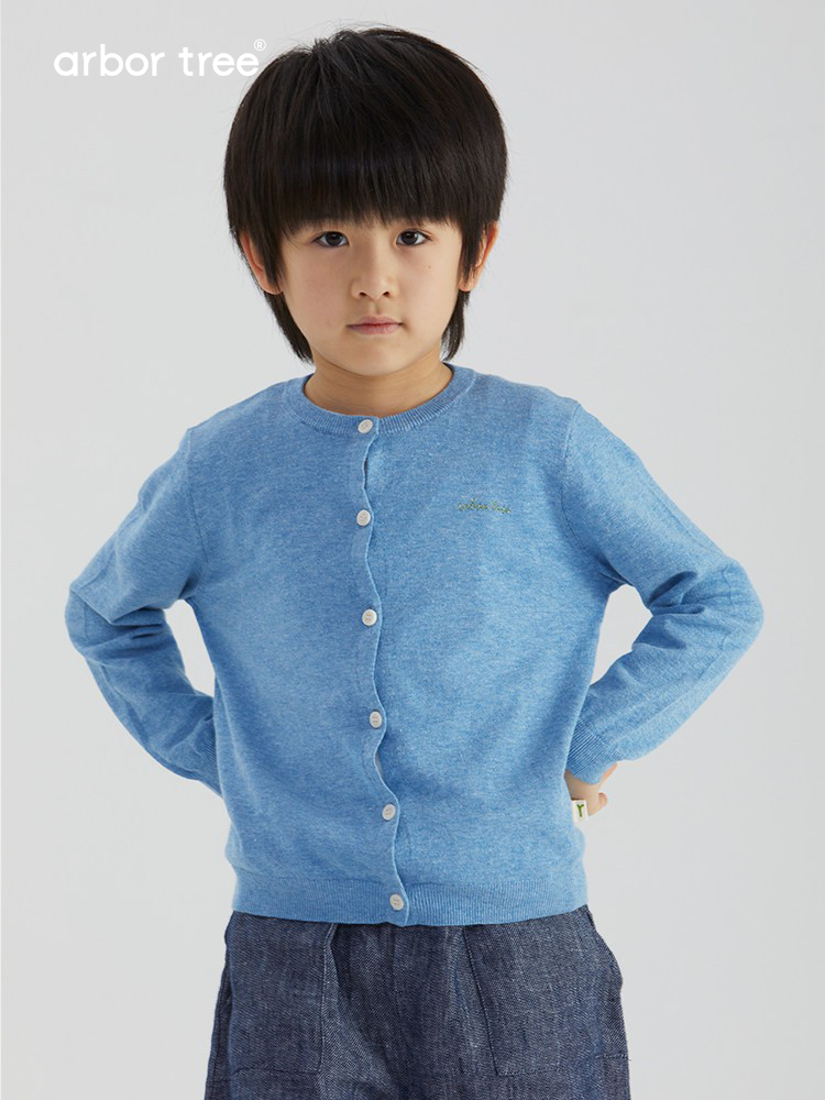 Organic cotton linen parent-child spring cardigan by arbortree, soft, skin-friendly, in a light, breathable knit suitable for warm weather.