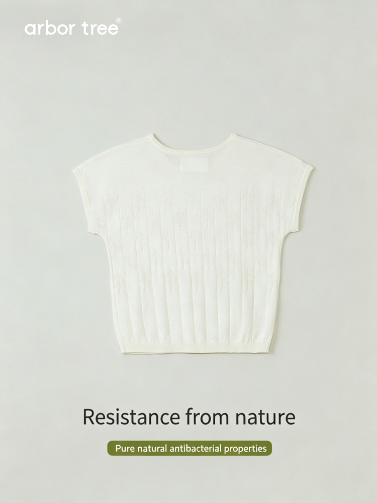 Arbortree Silk Summer Bodhi Leaf short-sleeve T-shirt for adults and children, featuring a green leaf design on lightweight fabric.