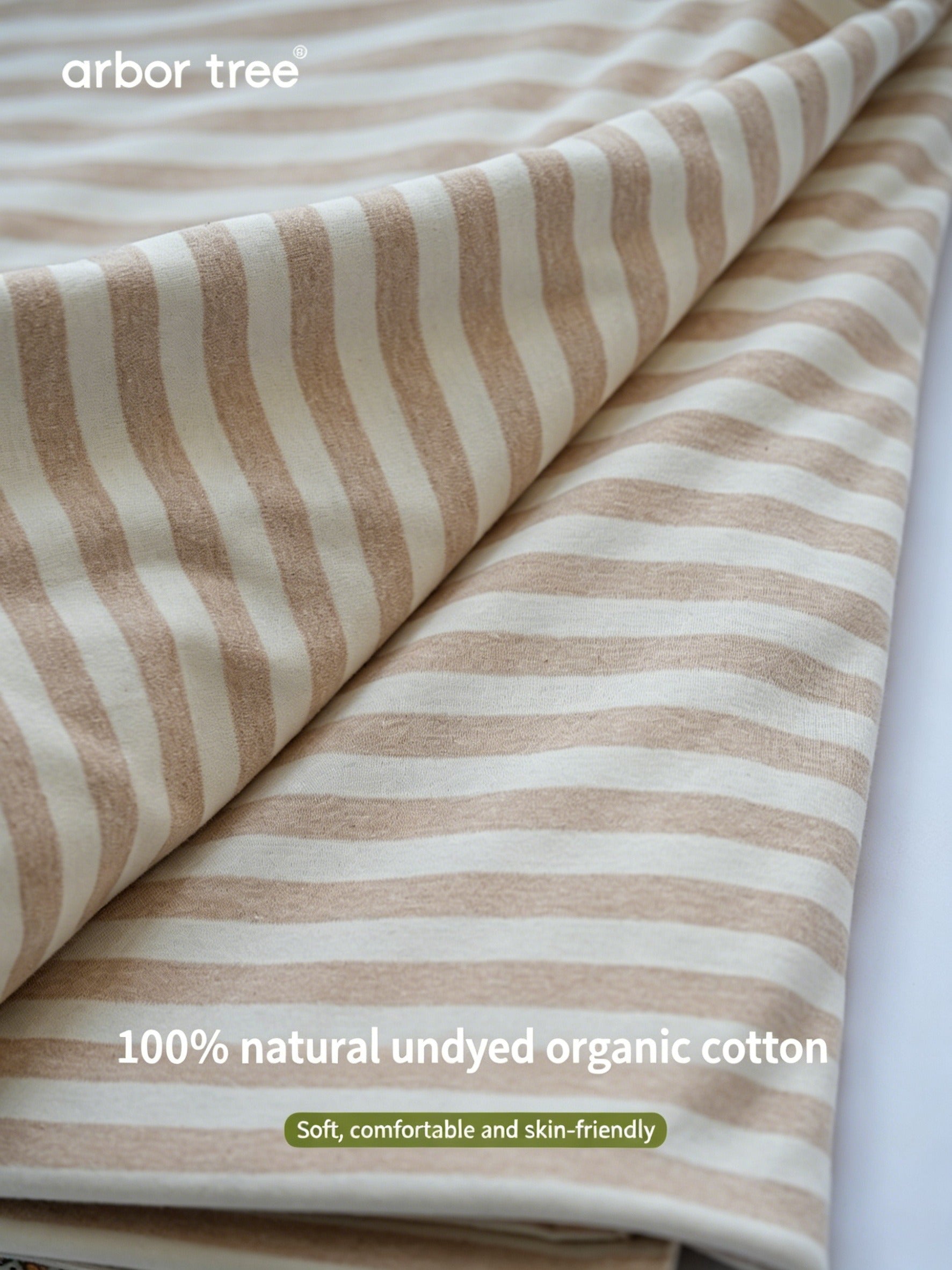 ArborTree organic cotton baby blanket with three-layer terry cloth, soft, warm, and moisture-wicking for gentle skin comfort.