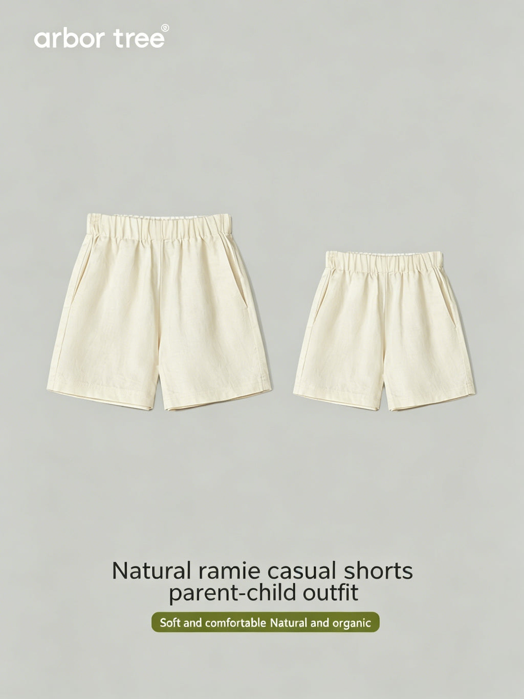 ArborTree 100% Natural Ramie (Unlined) Lightweight Summer Shorts for Infants and Children (Matching Sets)