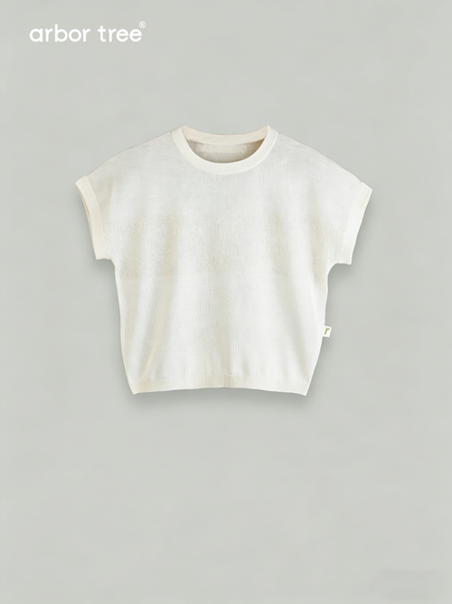Unisex summer knit tee by arbortree featuring a wave pattern, lightweight, breathable 100% natural mulberry silk fabric.