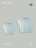 Baby checkered summer T-shirt by arbortree, made of 70% linen and 30% mulberry silk, short-sleeve, matching set.