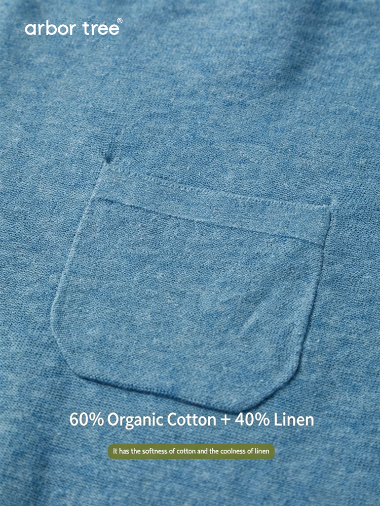 Organic cotton linen baby romper by arbortree, long-sleeve, breathable and moisture-wicking for spring and fall.