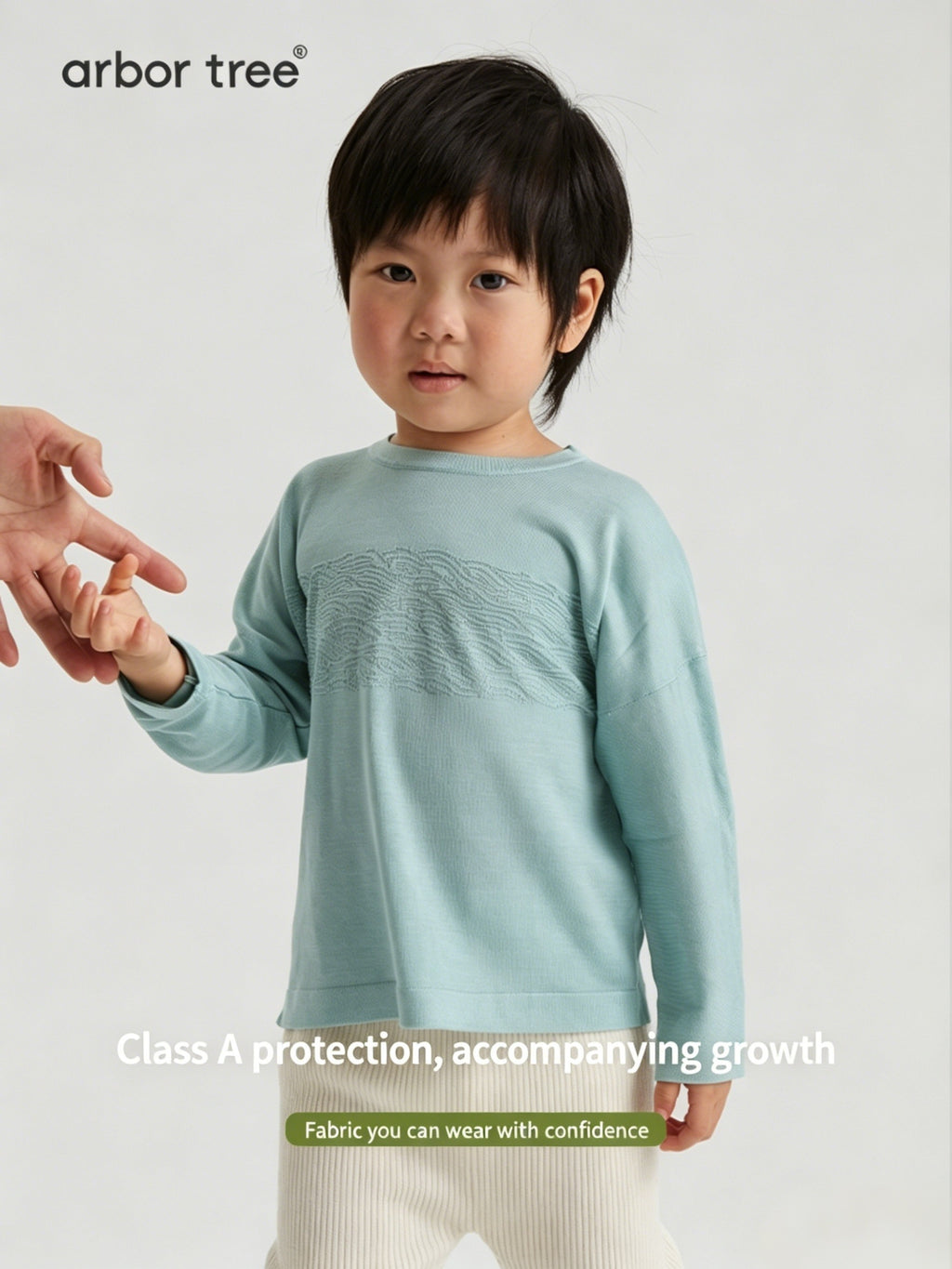 ArborTree natural mulberry silk unisex long-sleeve T-shirt with wavy pattern, soft, moisture-wicking, perfect for spring and summer.