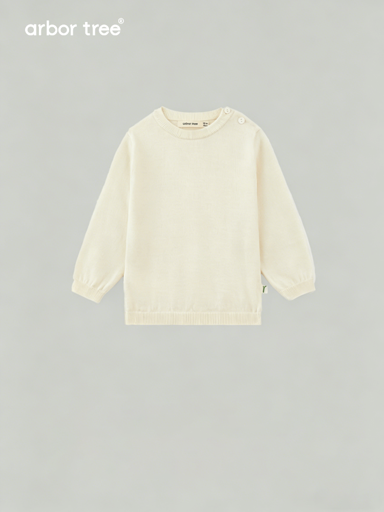 Kids cashmere and wool shoulder-opening pullover sweater by ArborTree, warm, soft, suitable for autumn and winter.