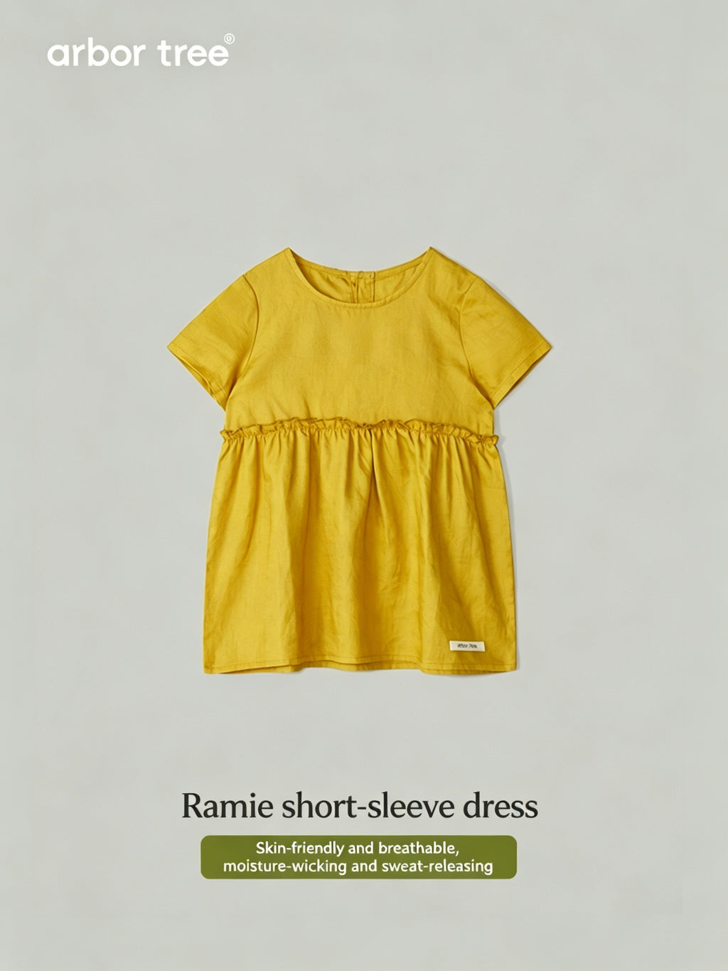 ArborTree 100% Natural Ramie Girls' Summer Short-Sleeve Dress: Lightweight, breathable, and soft to the touch