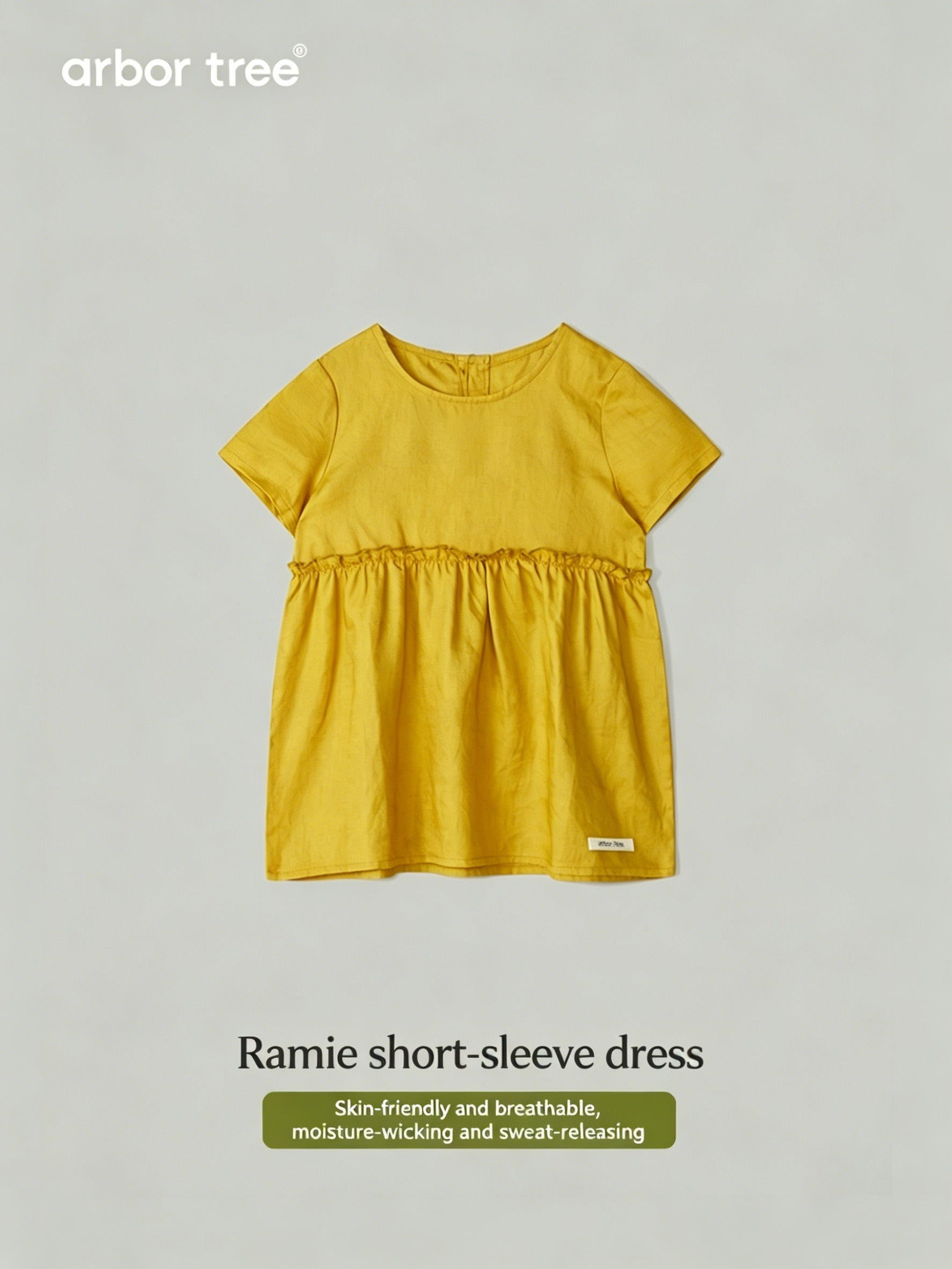ArborTree 100% Natural Ramie Girls' Summer Short-Sleeve Dress: Lightweight, breathable, and soft to the touch