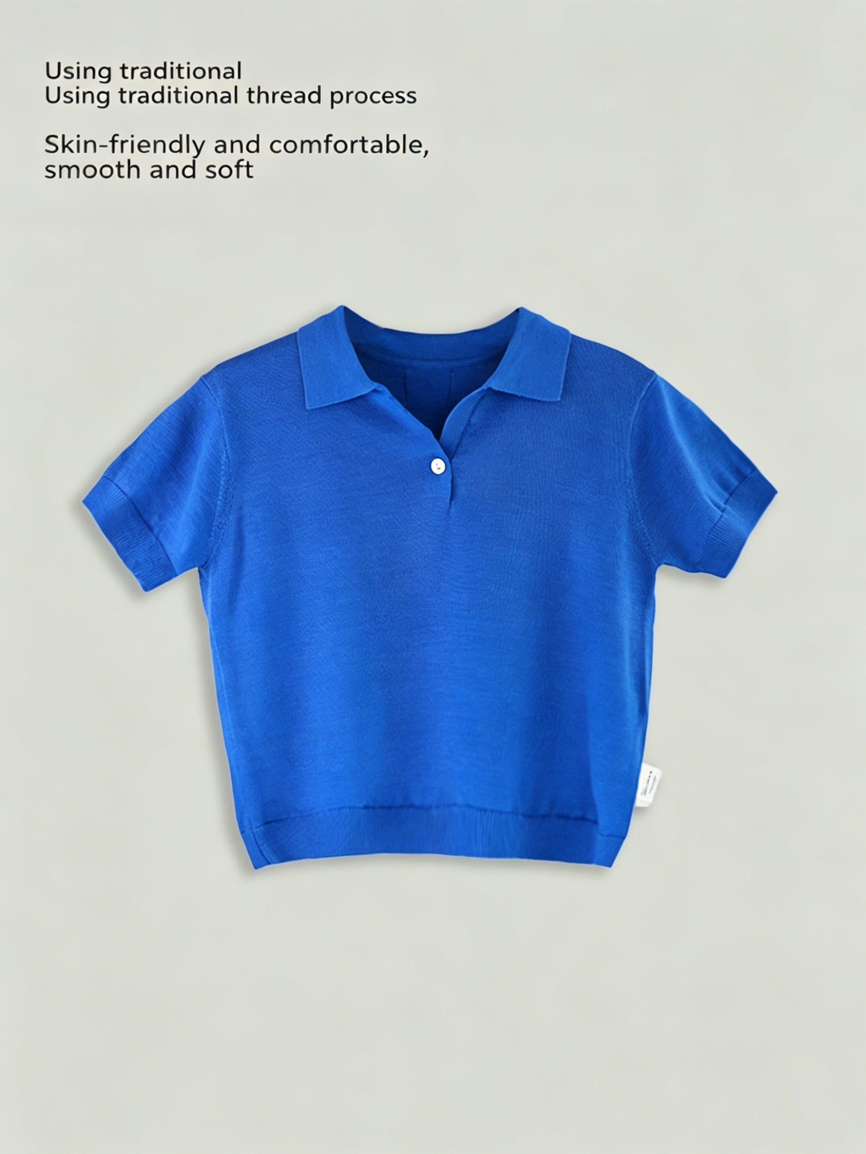ArborTree superfine wool baby lapel short-sleeved T-shirt, soft and comfortable, showcasing a cute baby clothing design.
