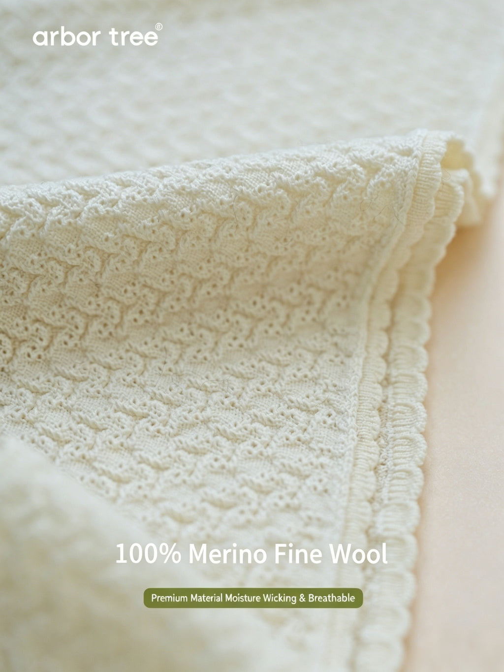 ArborTree 100% Merino Wool triangular headband for baby boys and girls with soft whisper pattern, natural and cozy baby accessory.