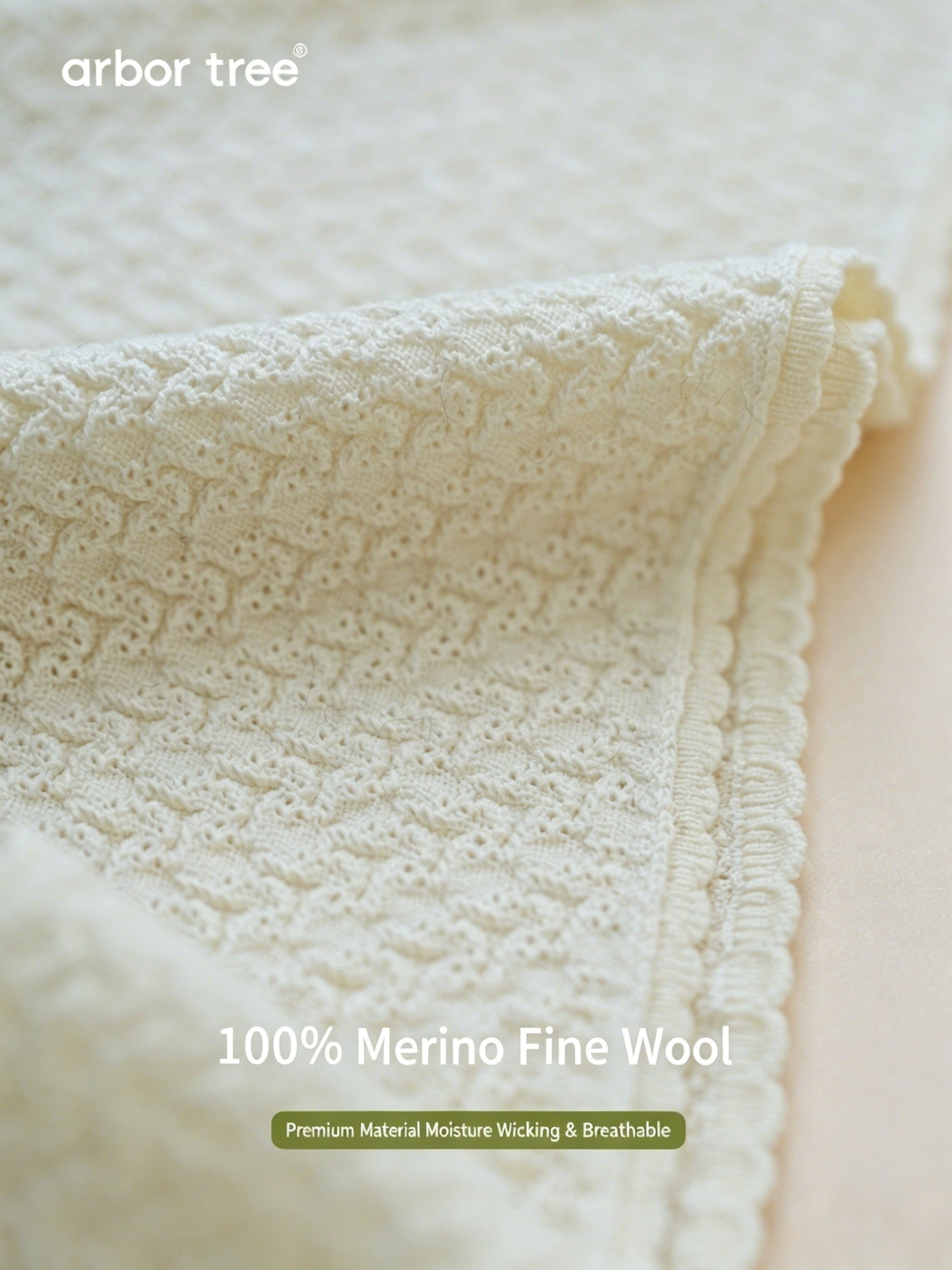 ArborTree 100% Merino Wool triangular headband for baby boys and girls with soft whisper pattern, natural and cozy baby accessory.