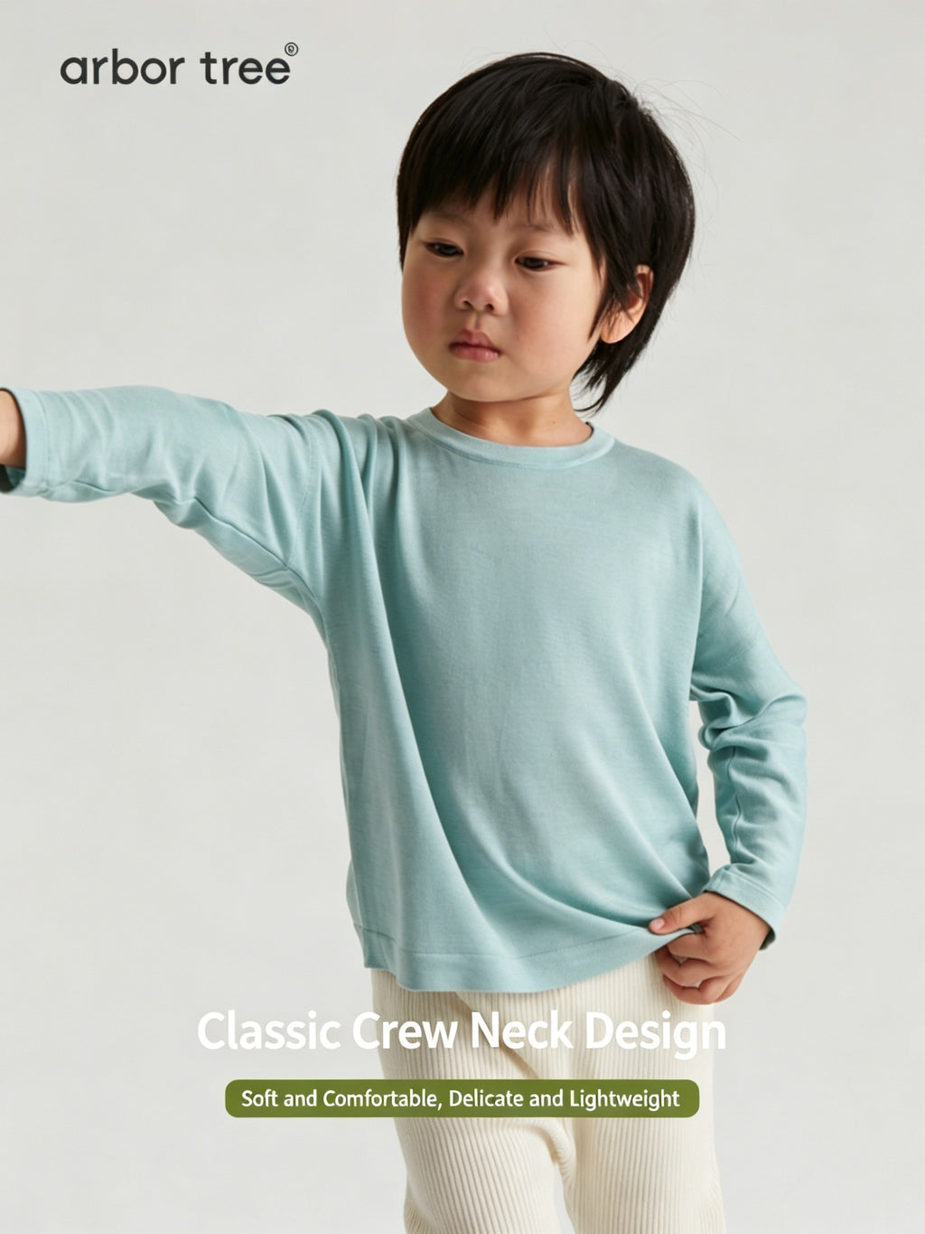 ArborTree natural mulberry silk unisex long-sleeve T-shirt with wavy pattern, soft, moisture-wicking, ideal for spring and summer.