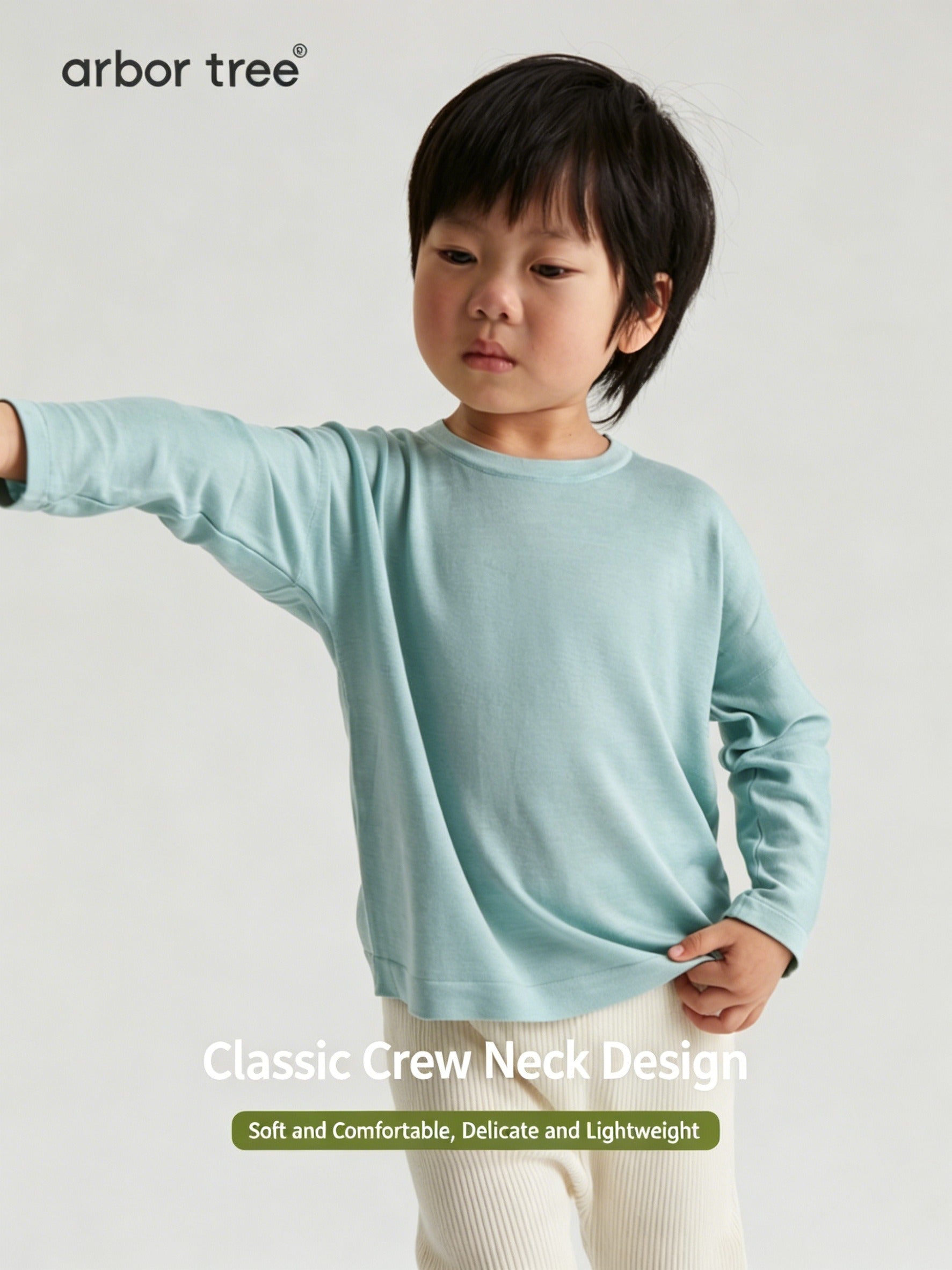 ArborTree natural mulberry silk unisex long-sleeve T-shirt with wavy pattern, soft, moisture-wicking, ideal for spring and summer.