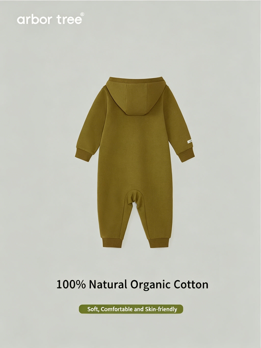 ArborTree 100% Natural Organic Cotton Baby Hooded Romper for Spring and Fall (Class A Standard)