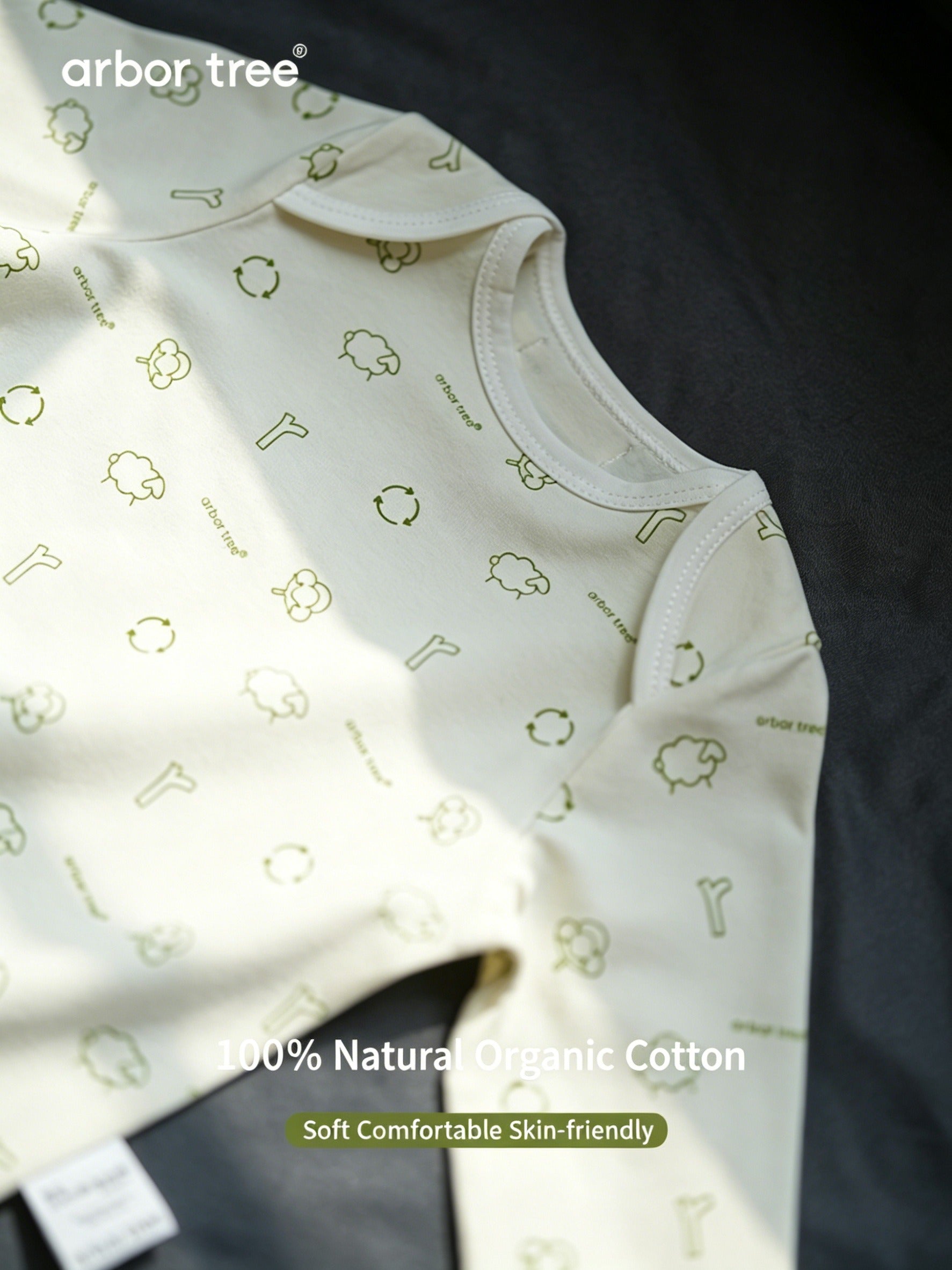 ArborTree Eco-Friendly Printed 100% Natural Organic Cotton Long-Sleeve Rompers for Boys and Girls (Spring/Fall)