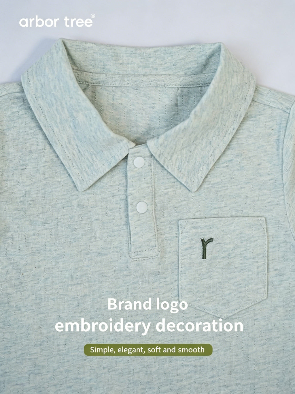 ArborTree organic cotton long-sleeve polo-neck T-shirt for boys and girls, natural and comfortable for spring and fall.