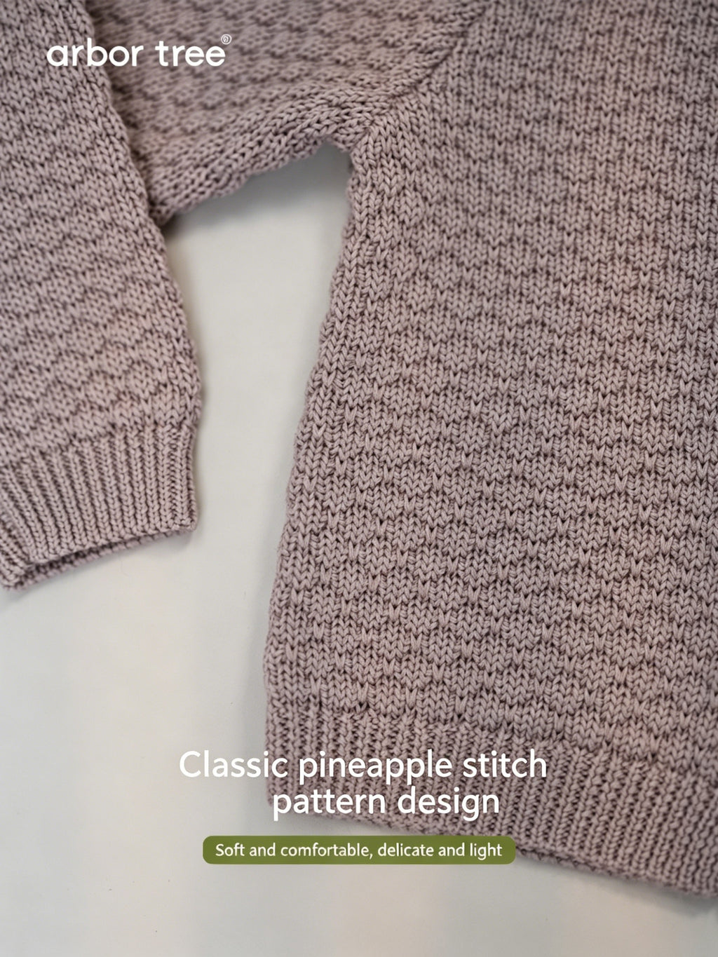 ArborTree boys and girls knit cardigan with pineapple stitch, 70% wool and 30% cashmere, in spring and fall colors.