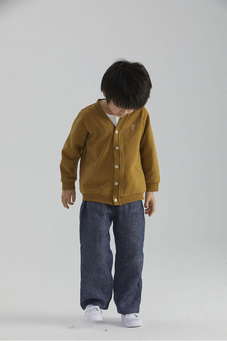 ArborTree organic cotton baby cardigan in natural color, lightweight and moisture-wicking for spring and fall.