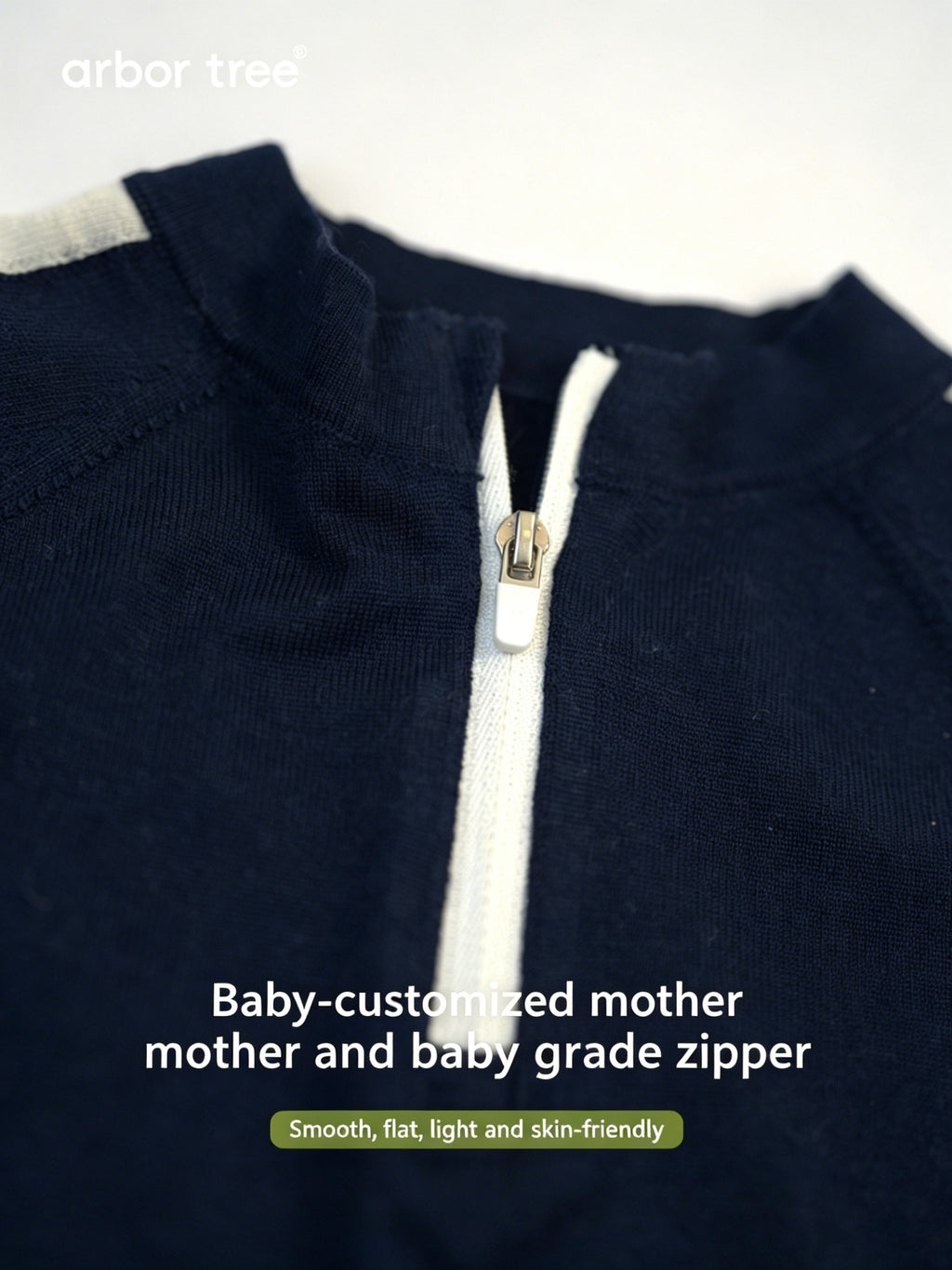 ArborTree baby half zip pullover made of 100% mercerized merino wool, soft and cozy for infants, natural kids clothing.