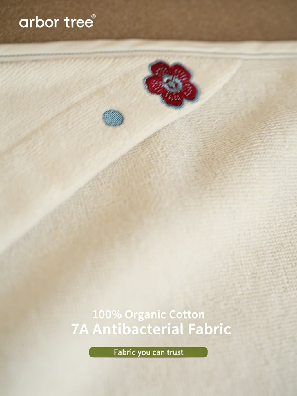 ArborTree organic cotton Grade 7A antibacterial baby bath towel with hood, moisture-wicking newborn and infant cape in soft fabric