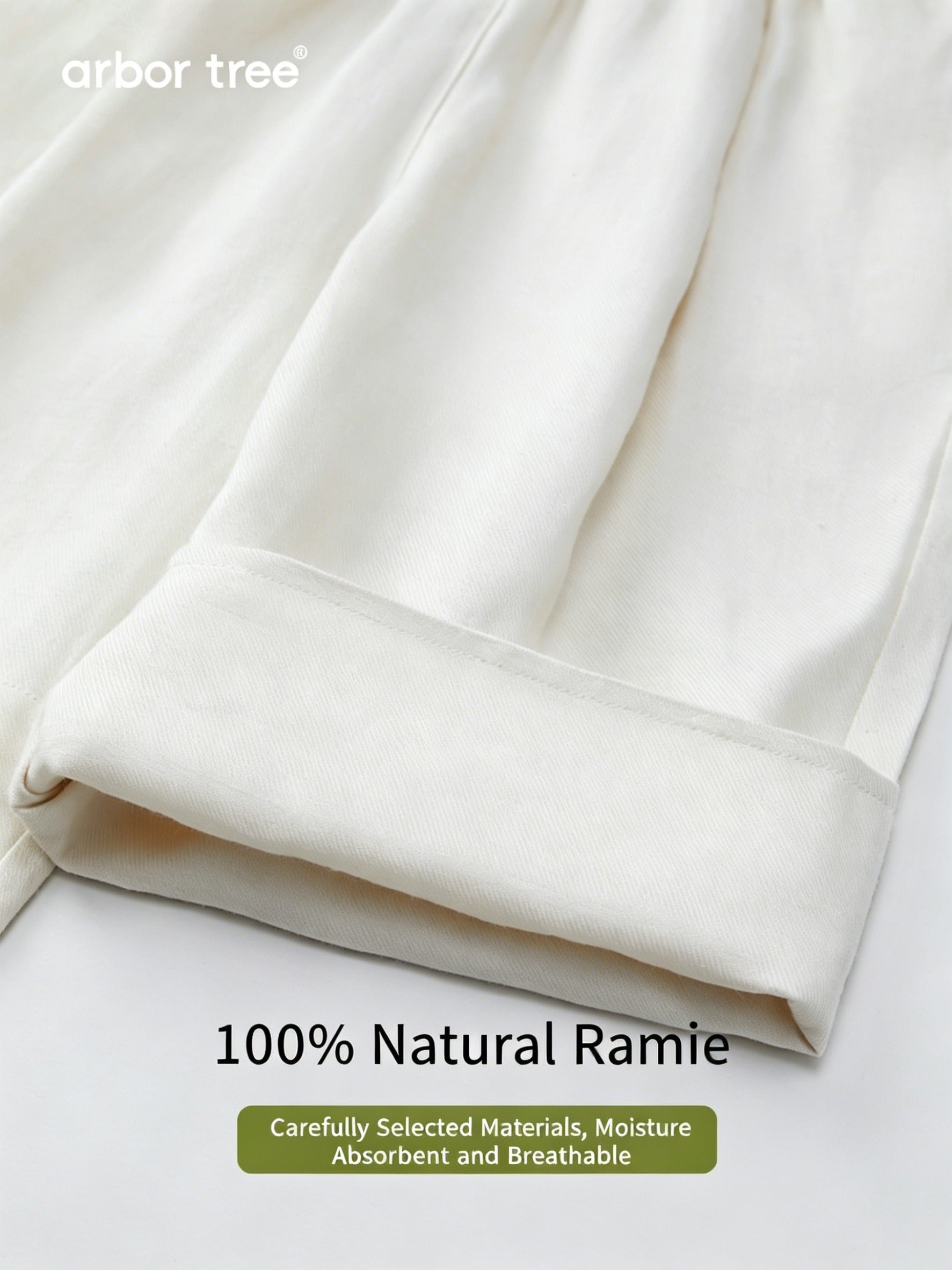 ArborTree 100% Natural Ramie Spring/Summer Matching Wide-Leg Pants for Parents and Children, with an adjustable waistband, lightweight and breathable