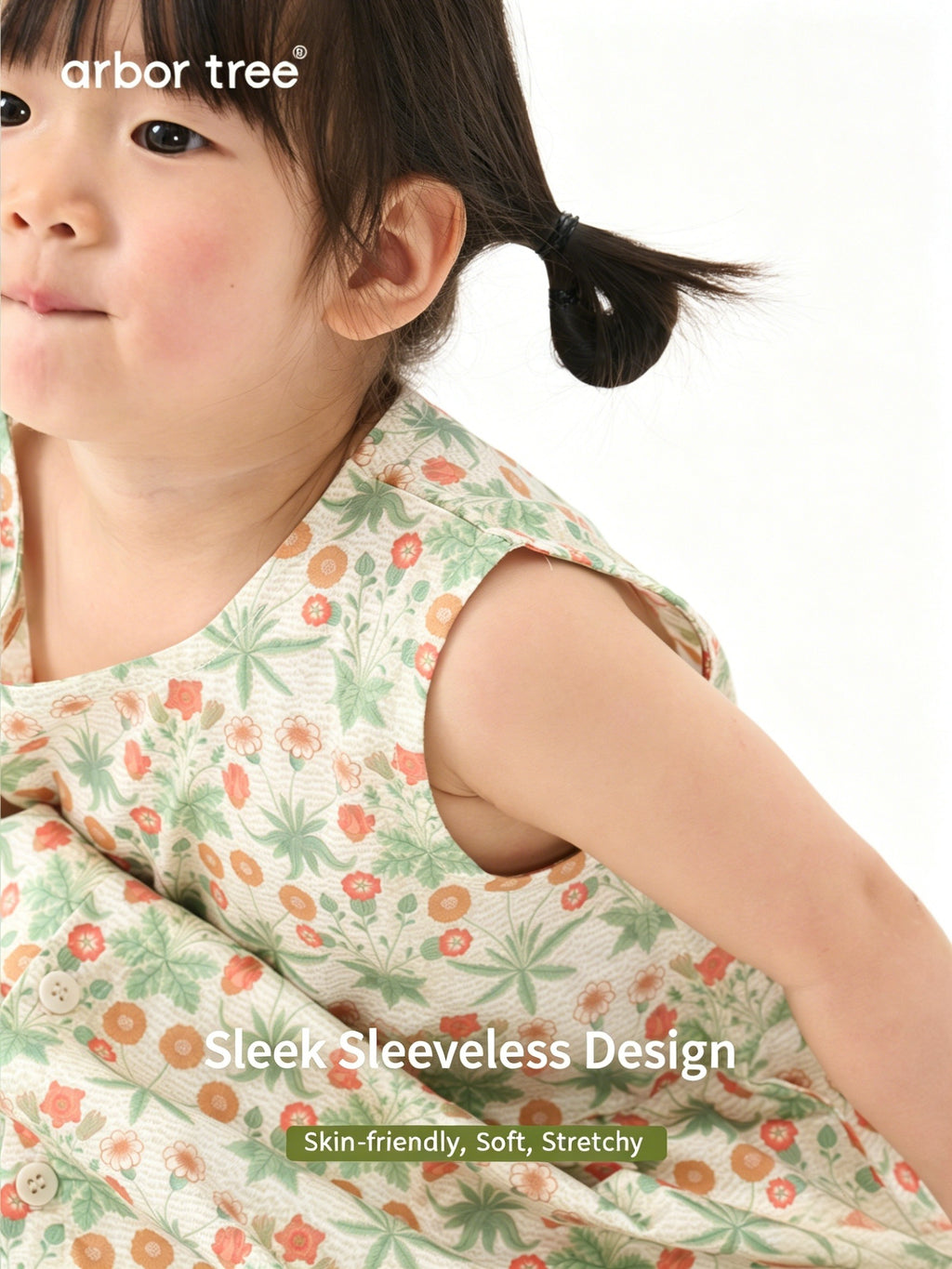 ArborTree 100% Organic Cotton from Uganda Girls' Summer Morris Daisy Sleeveless Dress, Lightweight Style