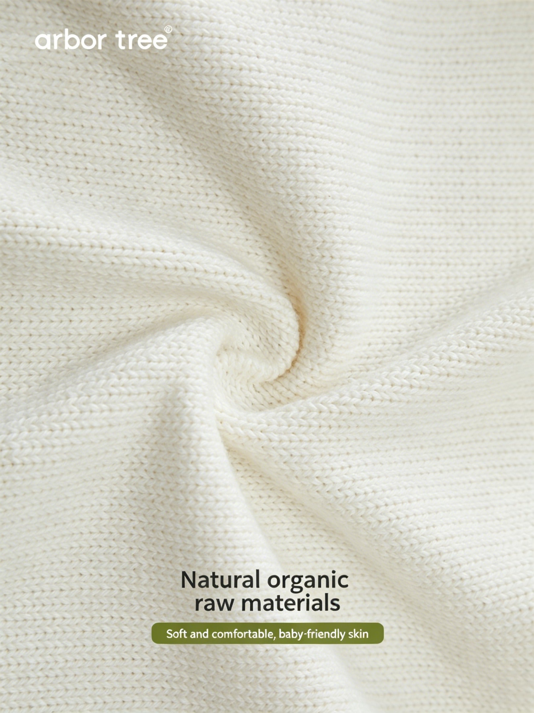 ArborTree organic cotton and cashmere baby lapel jacket cardigan in soft cream with button details, designed for infants.