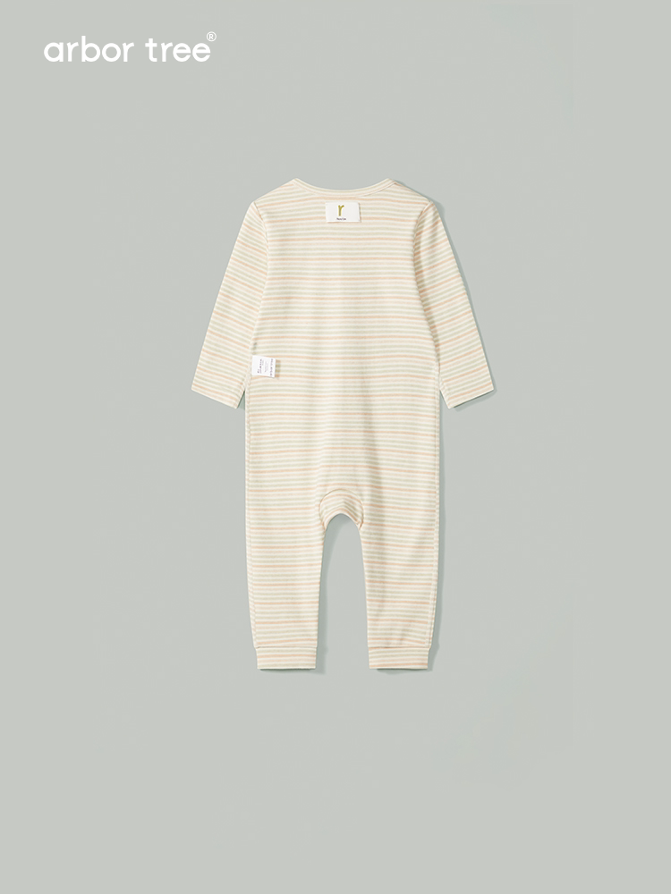 Colorful ArborTree organic cotton baby bodysuit with vibrant patterns, made from 100% natural, eco-friendly cotton for infants.