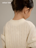 Unisex kids' ArborTree fall/winter knit sweater with mid-neck, made from 100% Inner Mongolia baby cashmere, in natural colors.