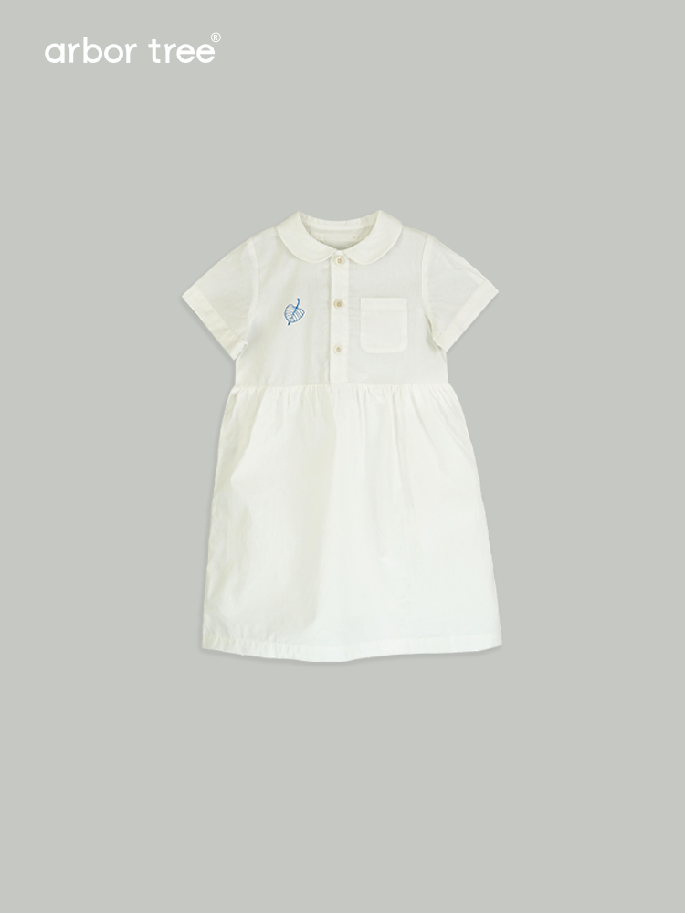 ArborTree 100% Turkish Organic Cotton Girls' Summer Short-Sleeve Printed Shirt Dress, Moisture-Wicking