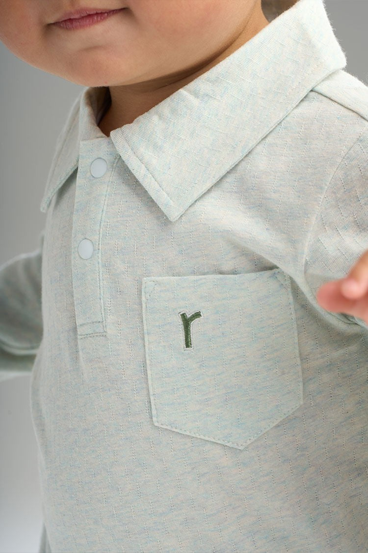 ArborTree organic cotton polo-neck long-sleeve T-shirt for boys and girls, natural beige color, casual spring and fall wear.