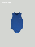 ArborTree organic cotton unisex baby romper with sleeveless open-shoulder design and triangular pattern, perfect for summer.
