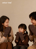 Matching parent-child fall winter mittens made from ArborTree's yak down and merino wool, shown in cozy, warm handwear.
