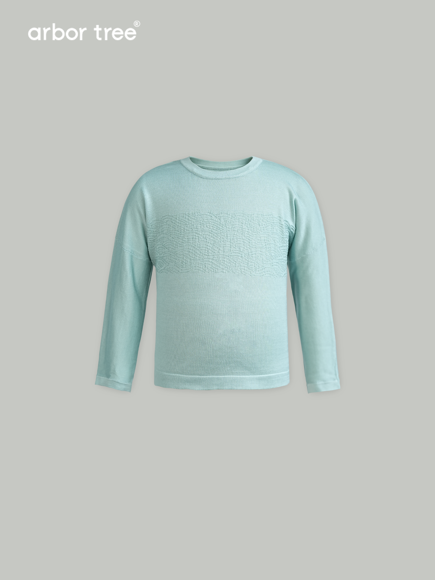 ArborTree natural mulberry silk unisex long-sleeve T-shirt with wavy pattern, soft, moisture-wicking spring/summer knit fabric.