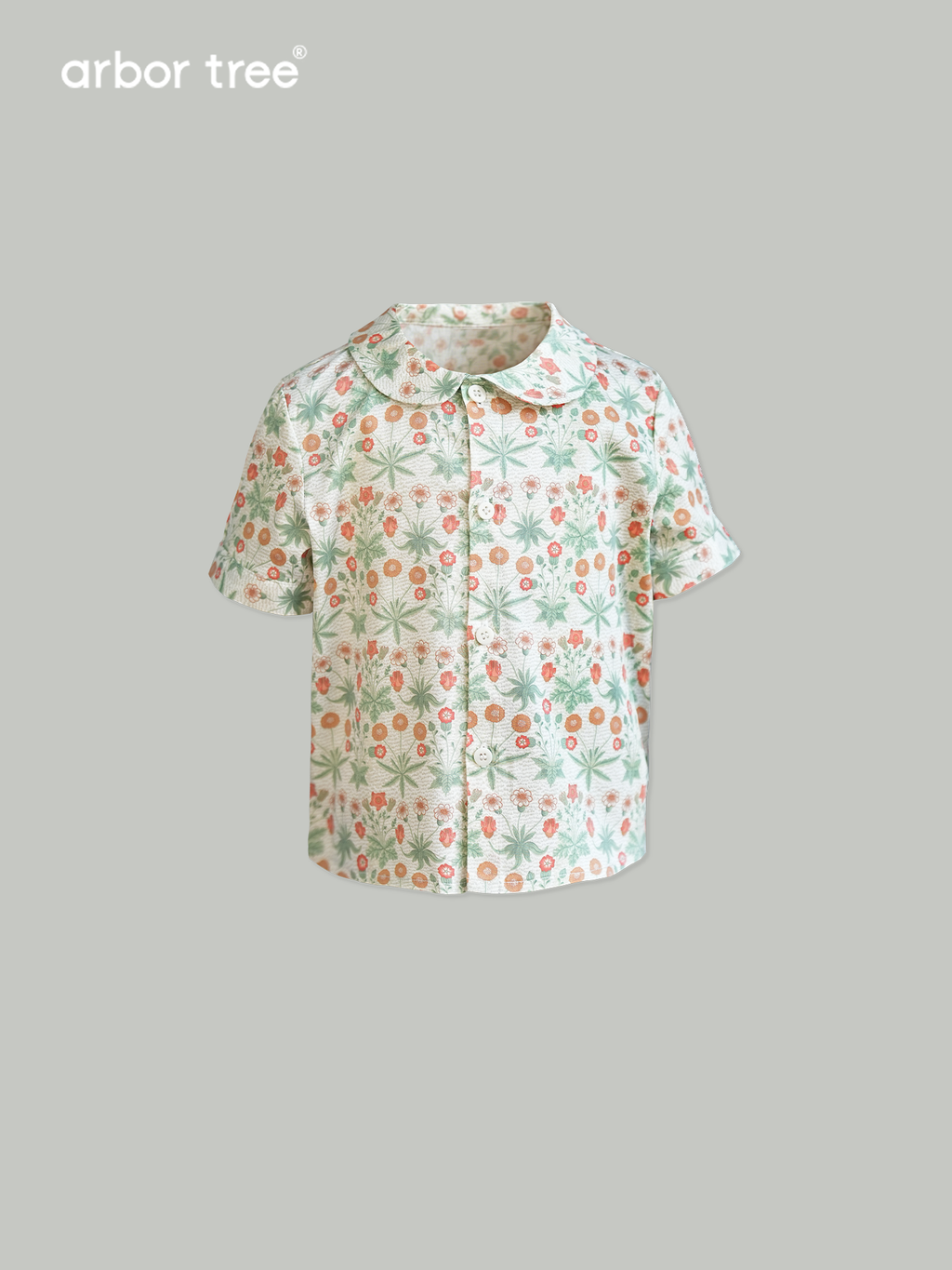 ArborTree 100% Organic Cotton from Uganda Girls' Summer Short-Sleeve Shirt with Morris Daisies—Lightweight and Breathable