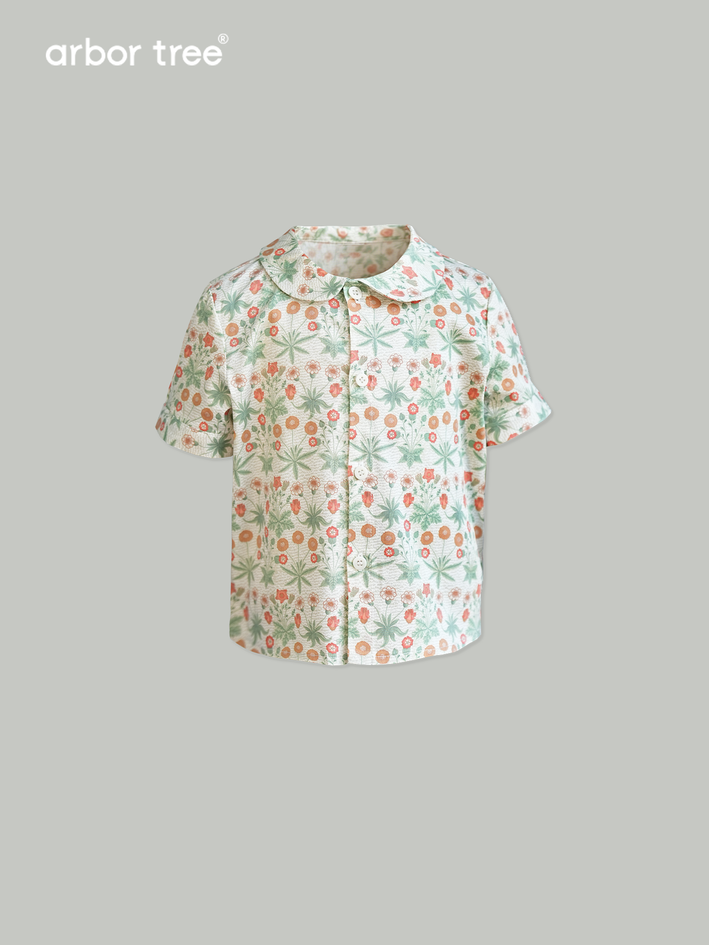 ArborTree 100% Organic Cotton from Uganda Girls' Summer Short-Sleeve Shirt with Morris Daisies—Lightweight and Breathable