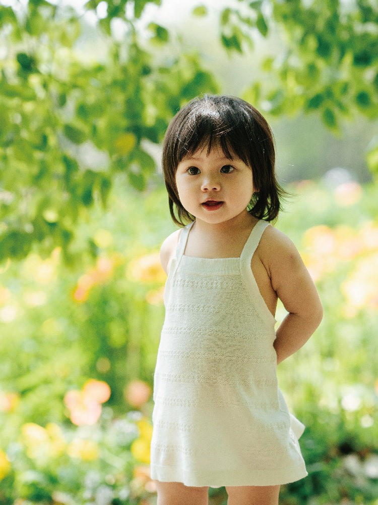 Baby girl summer tank dress by ArborTree made from 60% organic cotton and 40% linen, lightweight and breathable for warm weather.