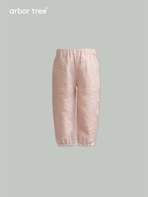 ArborTree 100% French Imported Linen Summer Mosquito-Repellent Pants (for Boys and Girls): Rolled-up hem, long pants, lightweight and breathable