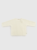 ArborTree baby and toddler cashmere drop-shoulder sweater in soft cream, suitable for boys and girls in spring, fall, and winter.