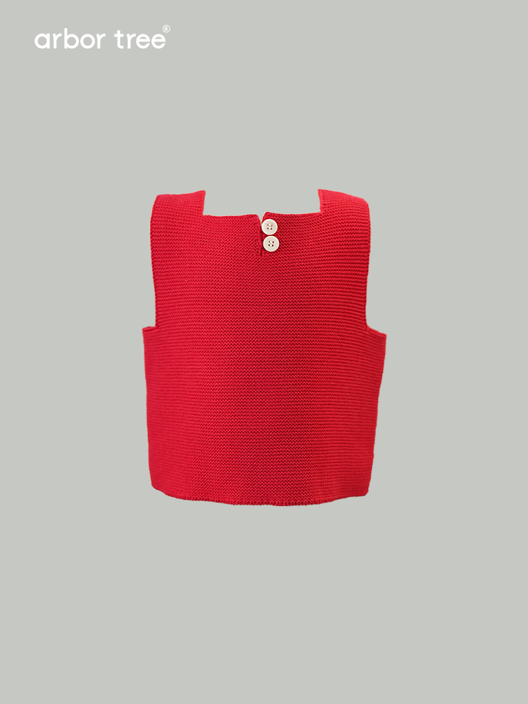Organic cotton and cashmere unisex baby vest by ArborTree, Chinese-style knit vest for spring, fall, and winter seasons.
